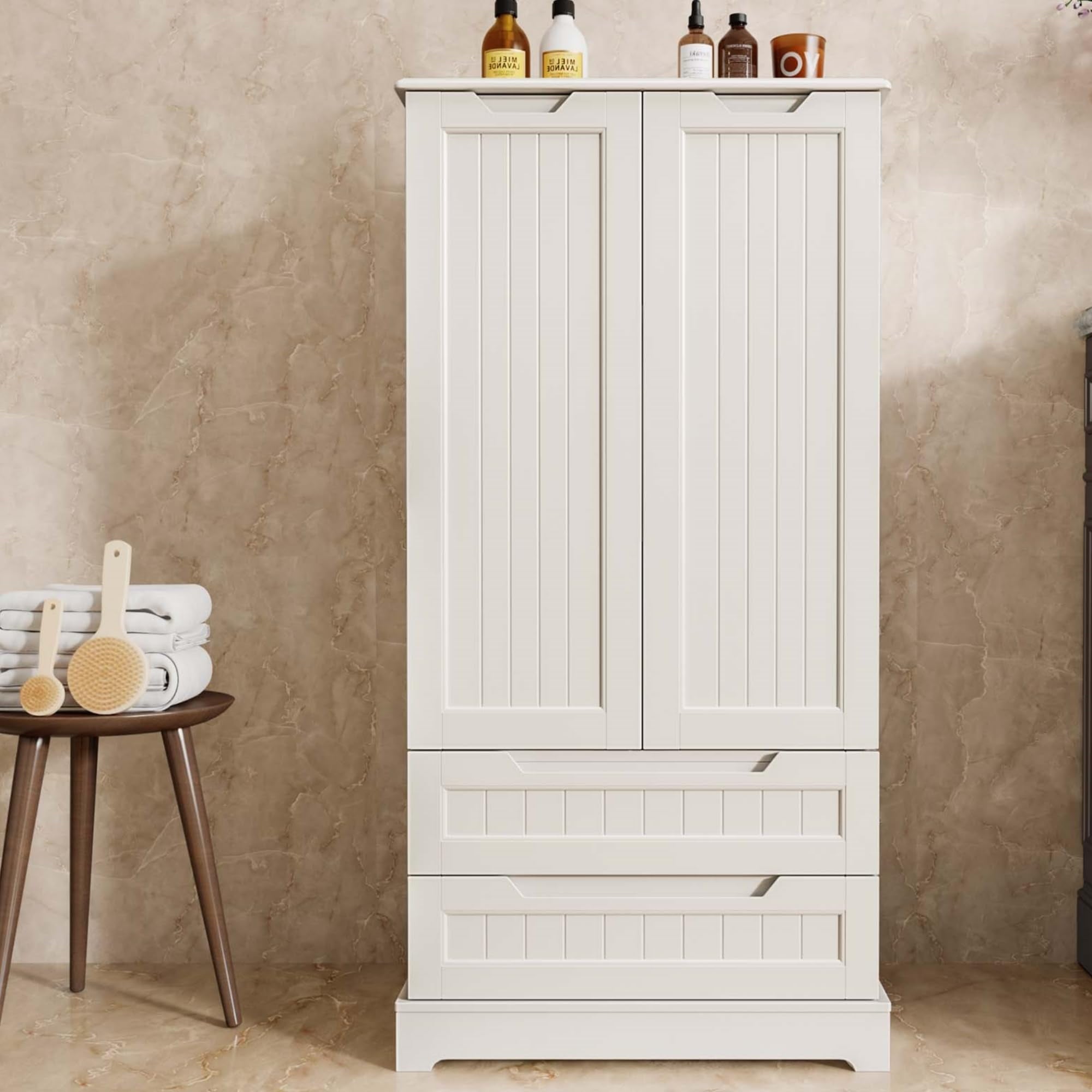 Multi-Purpose Cabinet for Bathroom, Dining Room & Craft Room (Food Storage Friendly), White