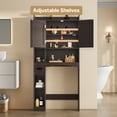 Aiho 66-Inch Tall Over-Toilet Bathroom Cabinet with Double Doors, Toilet Paper Holder & Racks, Adjustable Shelf – Ideal for Bathrooms & Laundry Rooms, Dark Brown
