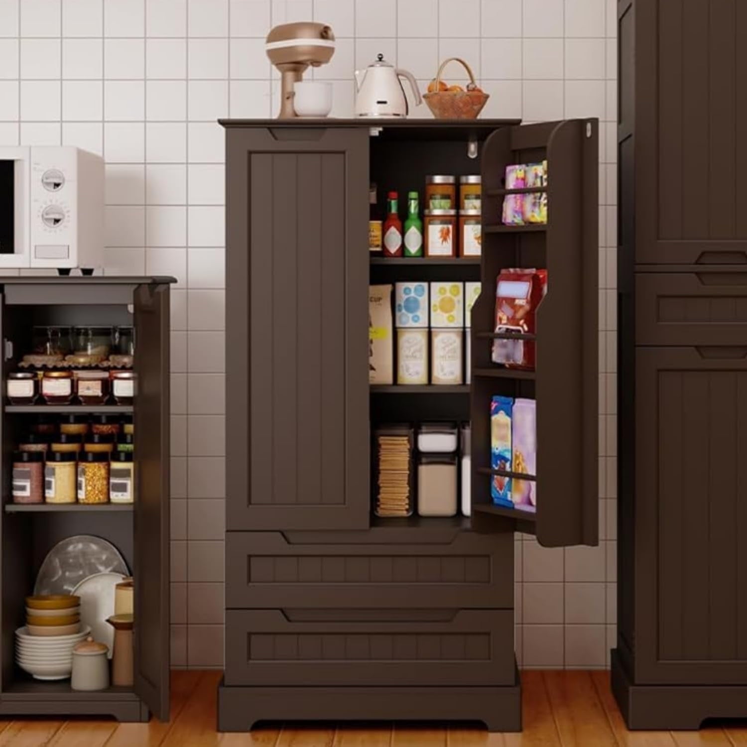 Multi-Purpose Cabinet for Bathroom, Dining Room & Craft Room (Food Storage Friendly),Dark Brown