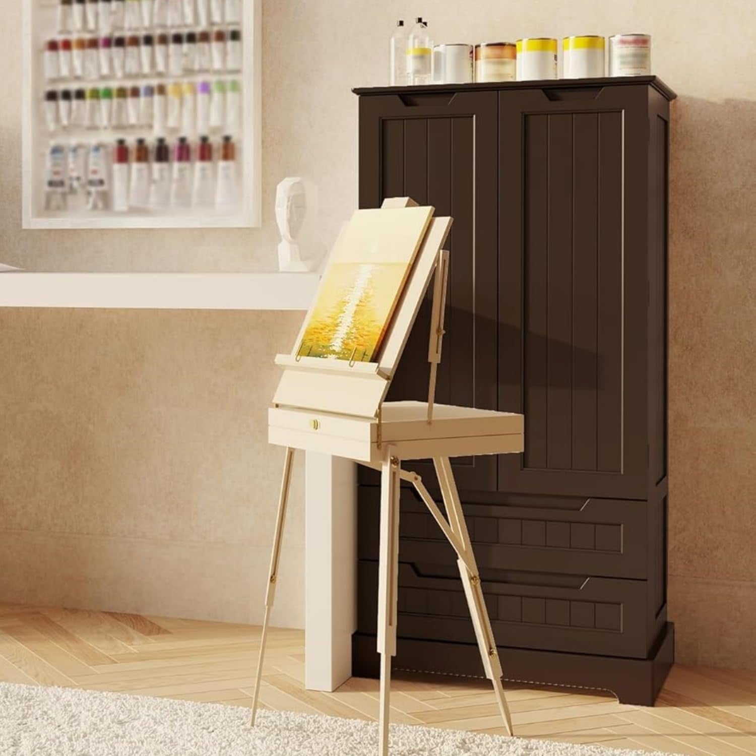 Multi-Purpose Cabinet for Bathroom, Dining Room & Craft Room (Food Storage Friendly),Dark Brown