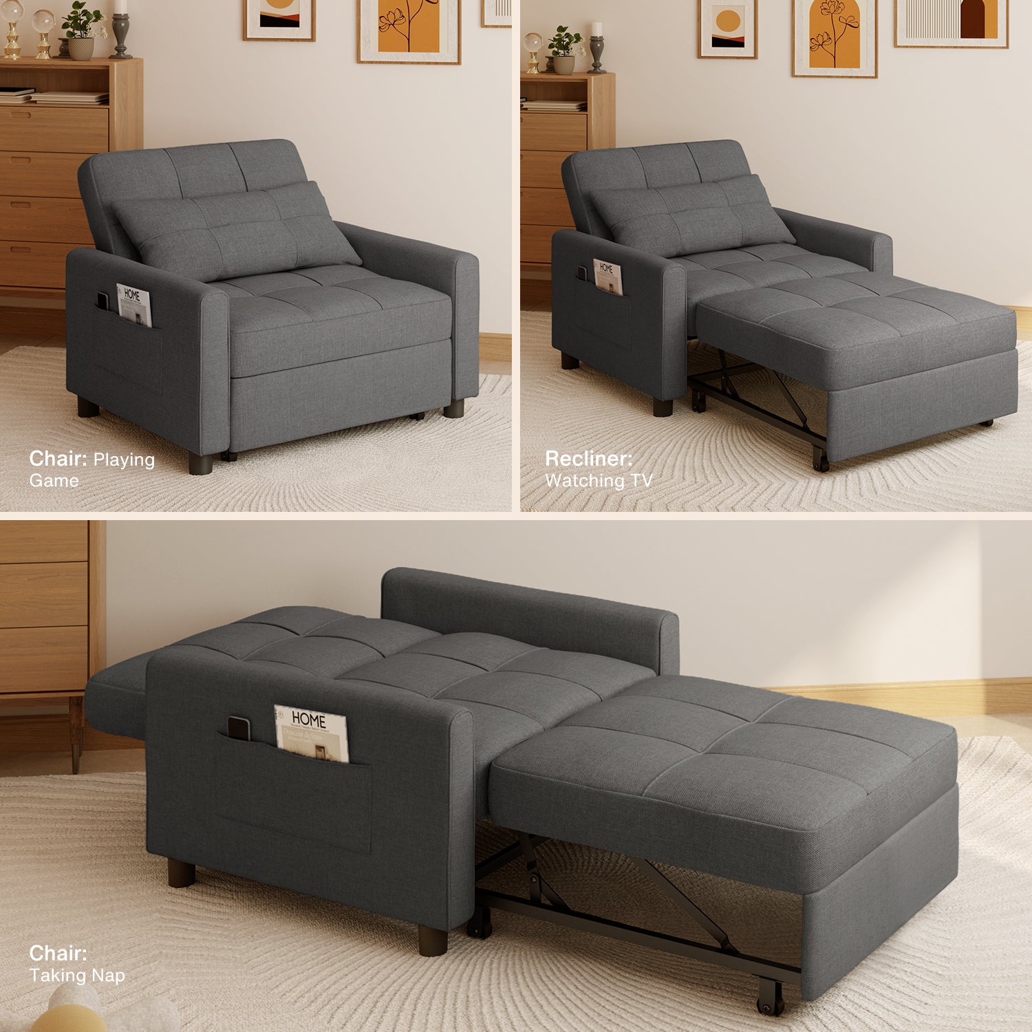 3-in-1 Convertible Sleeper Sofa Bed