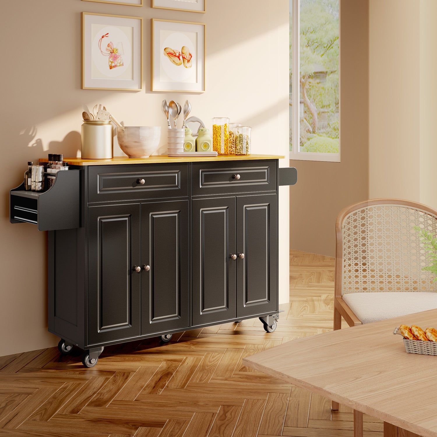 45.5'' Kitchen Island Cart with Storage