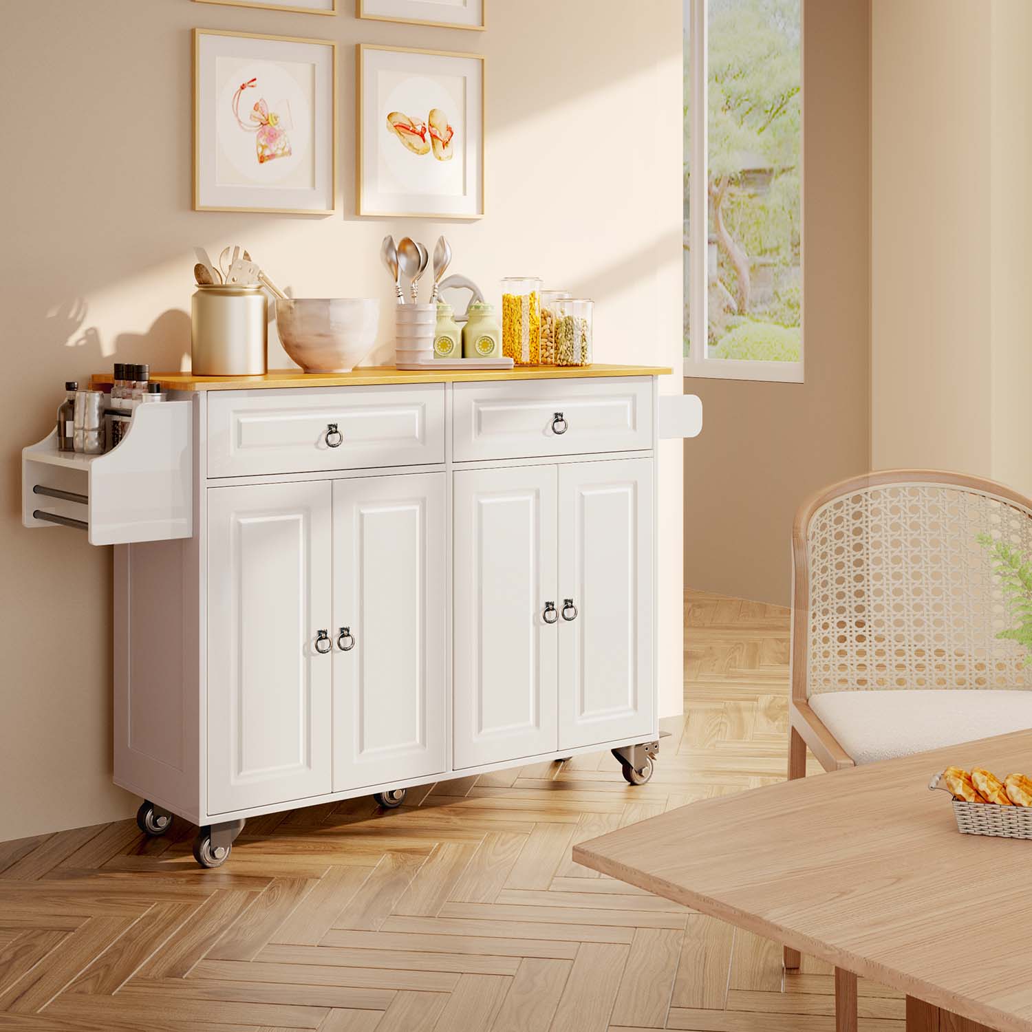 45.5'' Kitchen Island Cart with Storage