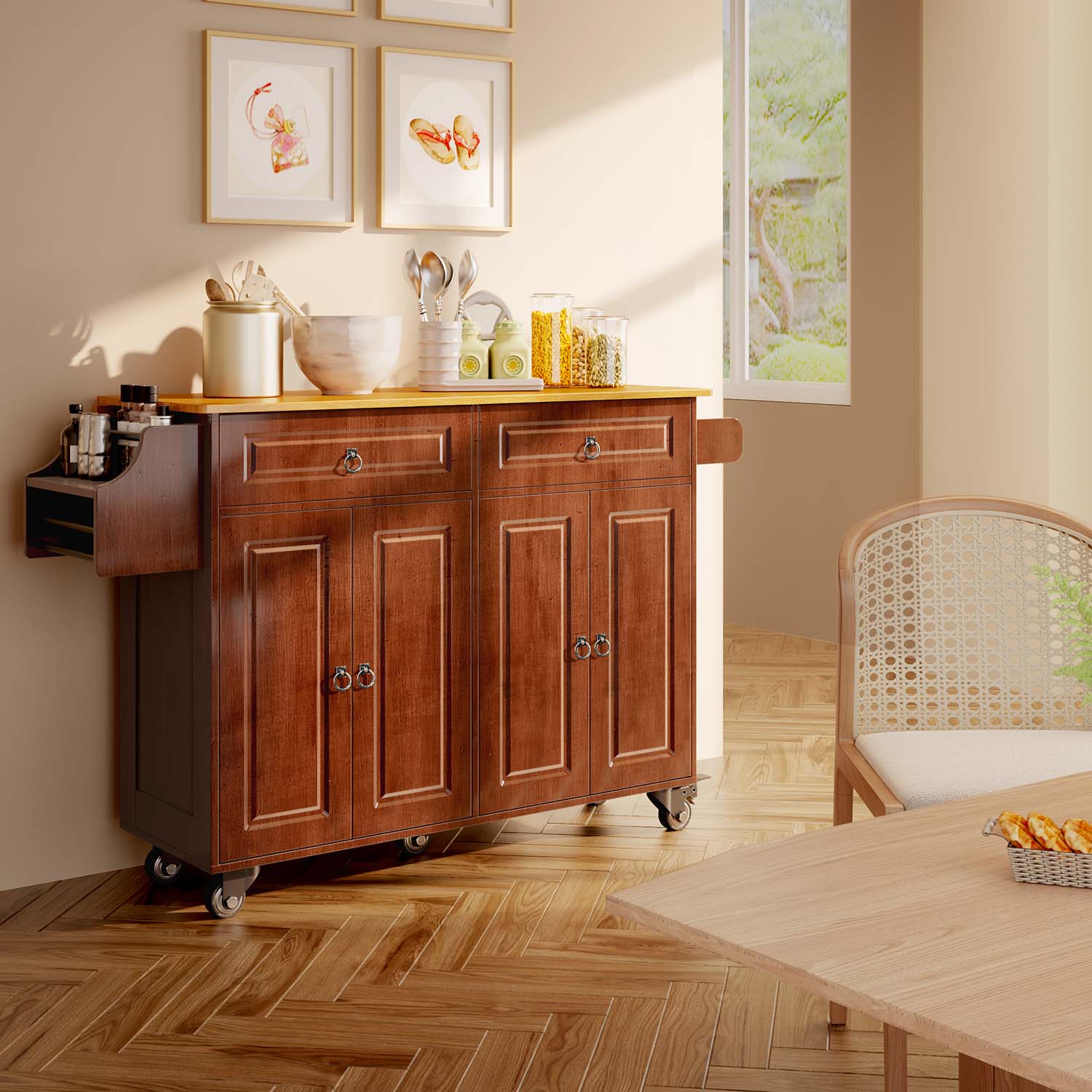 45.5'' Kitchen Island Cart with Storage