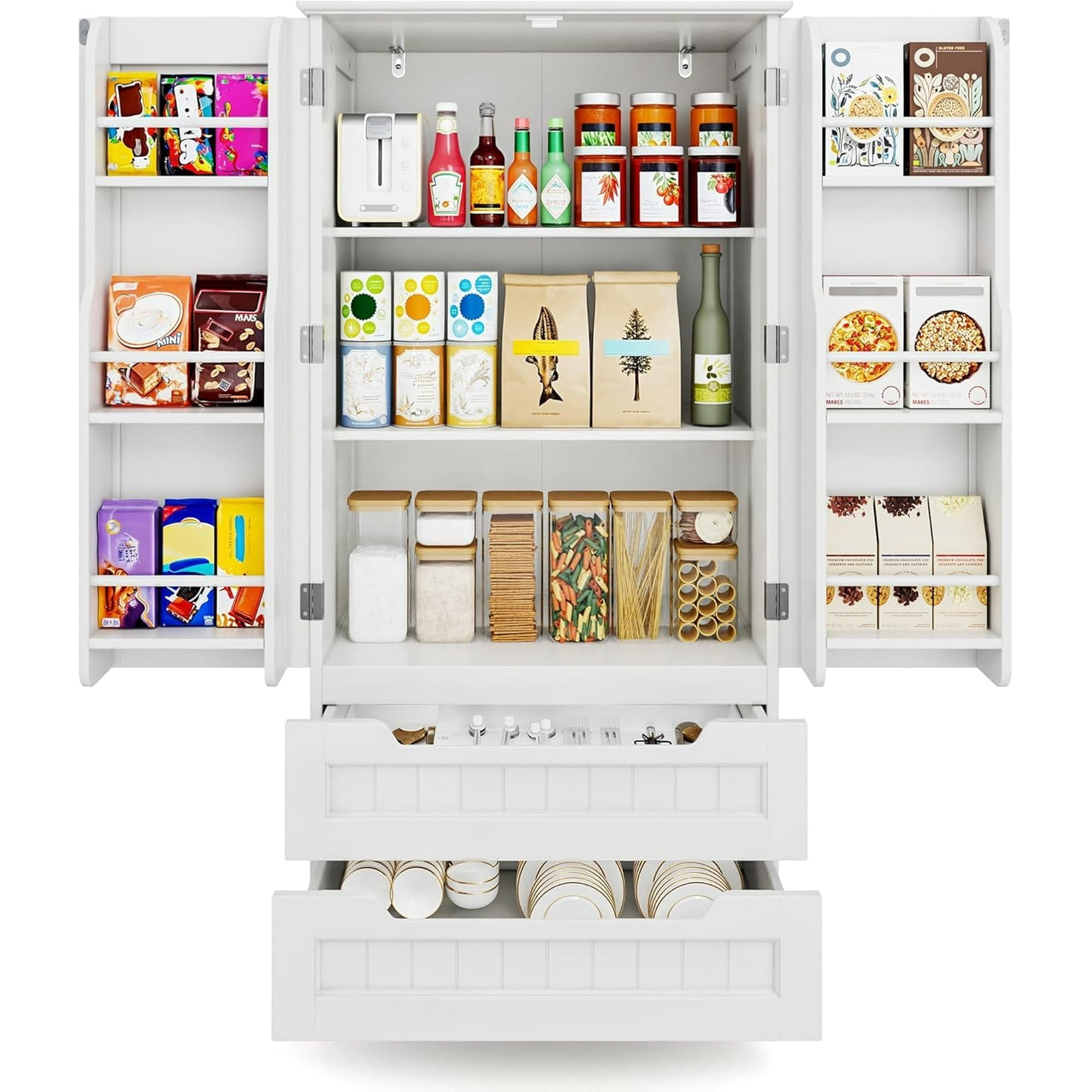 Multi-Purpose Cabinet for Bathroom, Dining Room & Craft Room (Food Storage Friendly), White