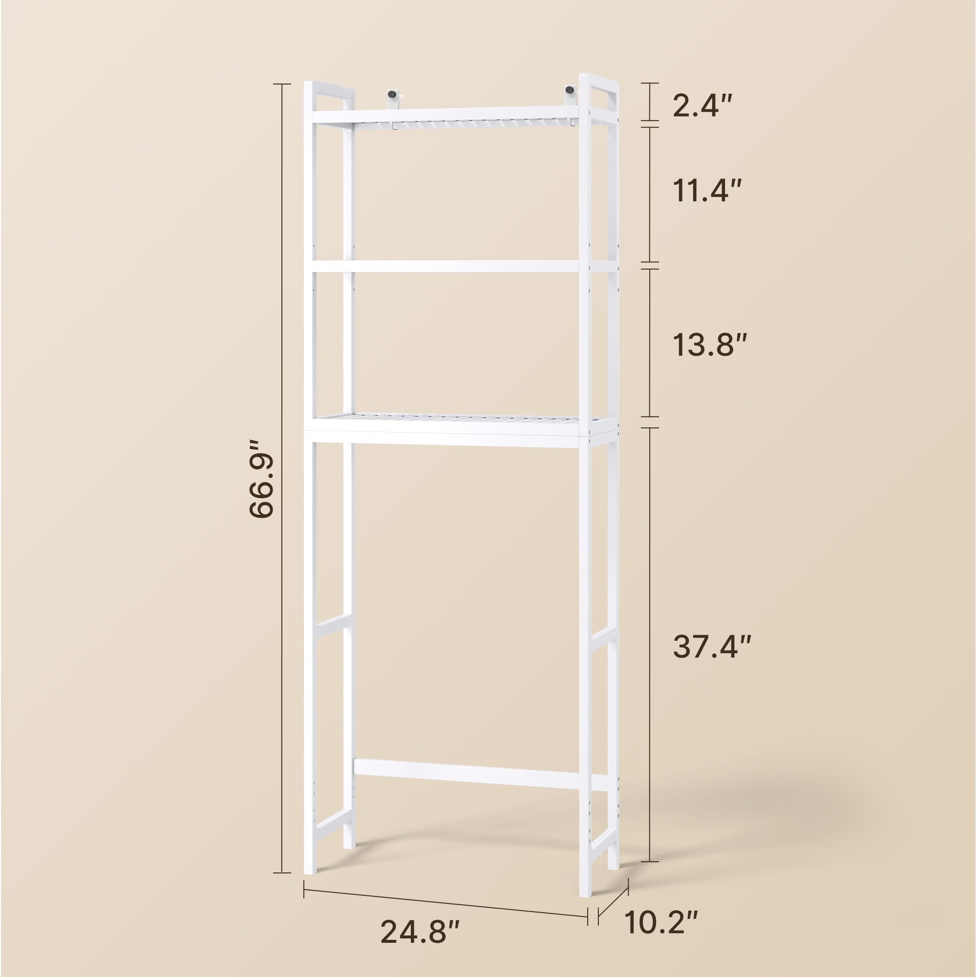 Aiho Over The Toilet Storage, 3-Tier Bamboo Bathroom Organizer, Space-Saving & Adjustable, White