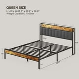 Aiho Queen Bed Frame with Storage Headboard, Metal Platform Bed for Adult