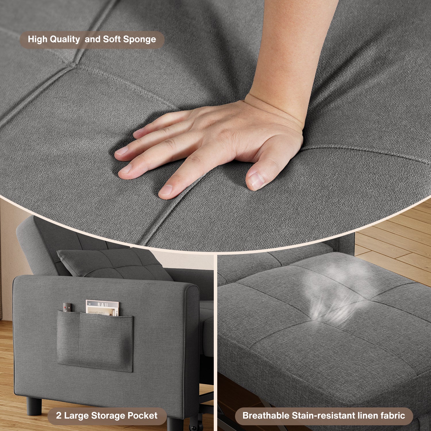 3-in-1 Convertible Sleeper Sofa Bed