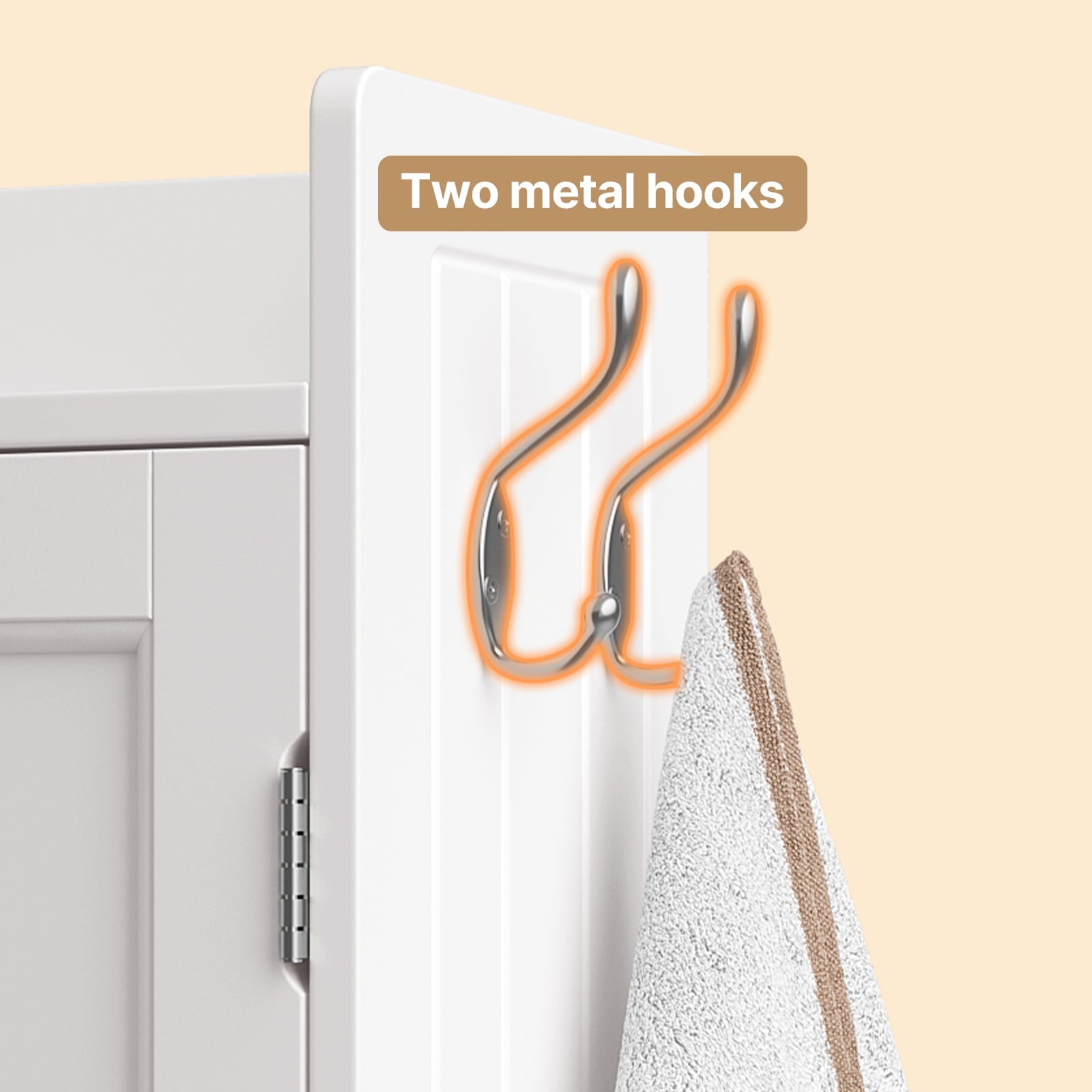 Aiho 66-Inch Tall Over-Toilet Bathroom Cabinet with Double Doors, Toilet Paper Holder & Racks, Adjustable Shelf – Ideal for Bathrooms & Laundry Rooms, White
