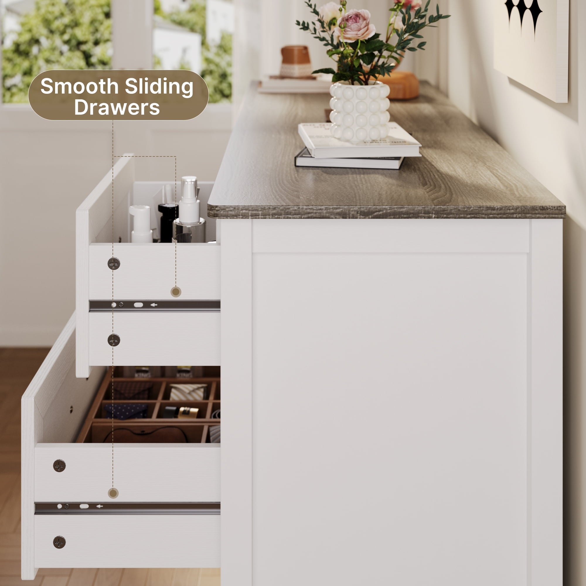 Spacious Tabletop & Versatile Use,Grey