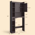 Aiho 66-Inch Tall Over-Toilet Bathroom Cabinet with Double Doors, Toilet Paper Holder & Racks, Adjustable Shelf – Ideal for Bathrooms & Laundry Rooms, Dark Brown