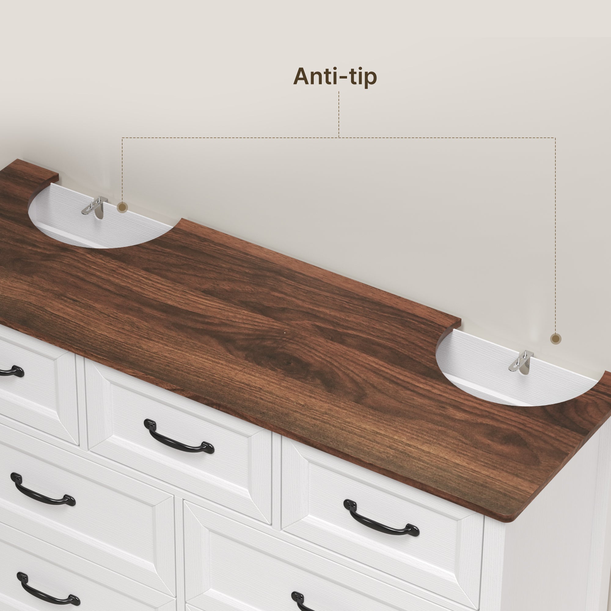 Aiho Farmhouse Dresser for Bedroom, 47.2" Wide 7 Drawer Dresser Storage Organizer, Wood Chest of Drawers for Bedroom, TV Stand for 50 inch TV, for Living Room, Hallway