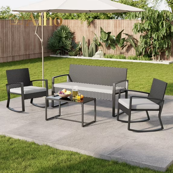 4 Pieces Wicker Patio Furniture Set