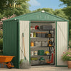 8x6 ft Outdoor Storage Shed on Sale, Sheds & Outdoor Storage with Lockable Doors, Metal Garden Shed by Durable Galvanized Steel for Patio, Lawn - Green