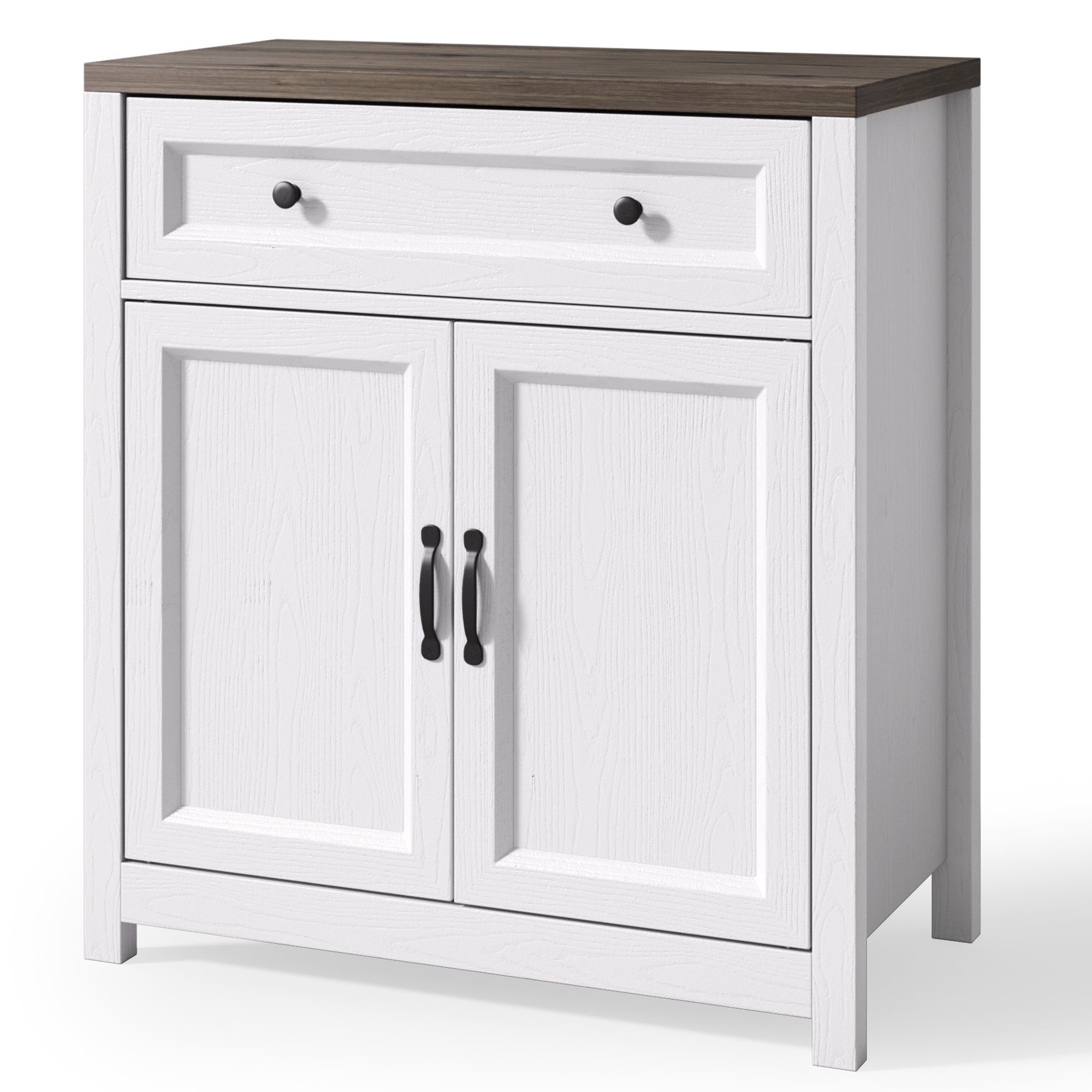 30"W Farmhouse Storage Cabinet with Barn Door - Adjustable Shelf & Large Drawer, Coffee Bar Sideboard for Kitchen, Living Room, Entryway