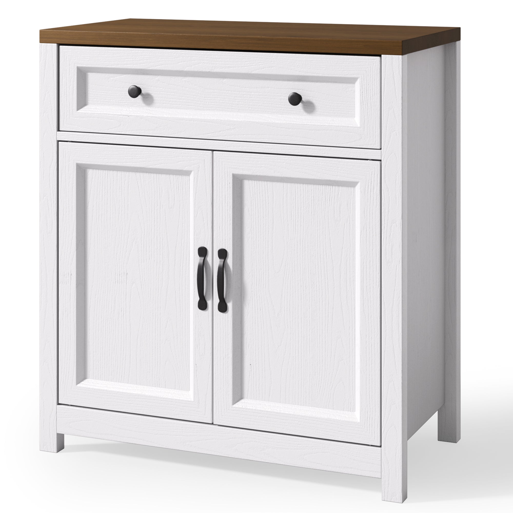 30"W Farmhouse Storage Cabinet with Barn Door - Adjustable Shelf & Large Drawer, Coffee Bar Sideboard for Kitchen, Living Room, Entryway
