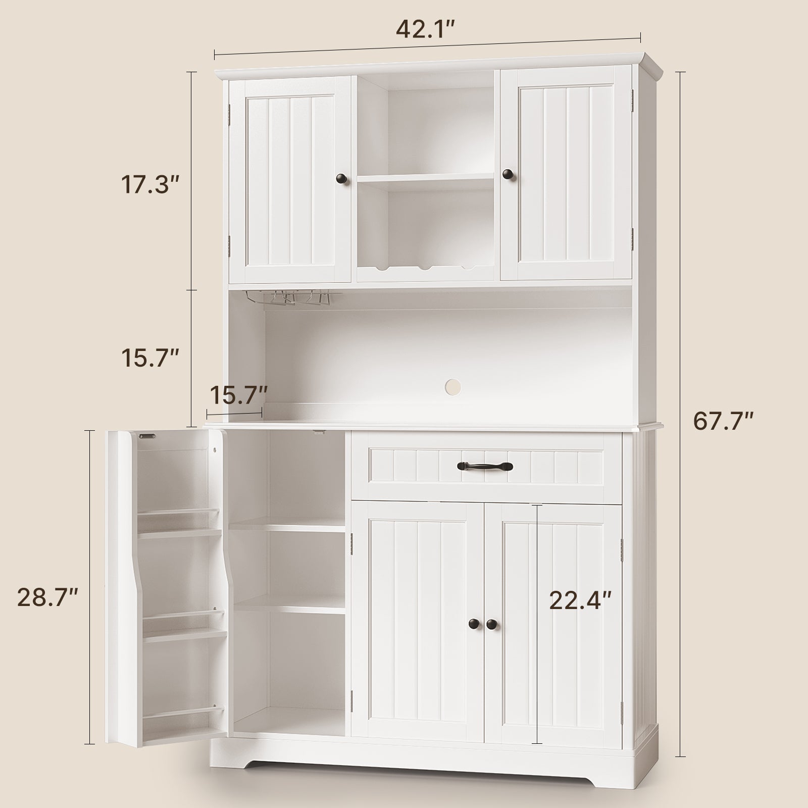 Aiho 67" Kitchen Pantry Storage Cabinet with Doors & Shelves, Modern Buffet Cabinet with Microwave Stand, Tall Hutch Cabinet for Kitchen, Dining Room
