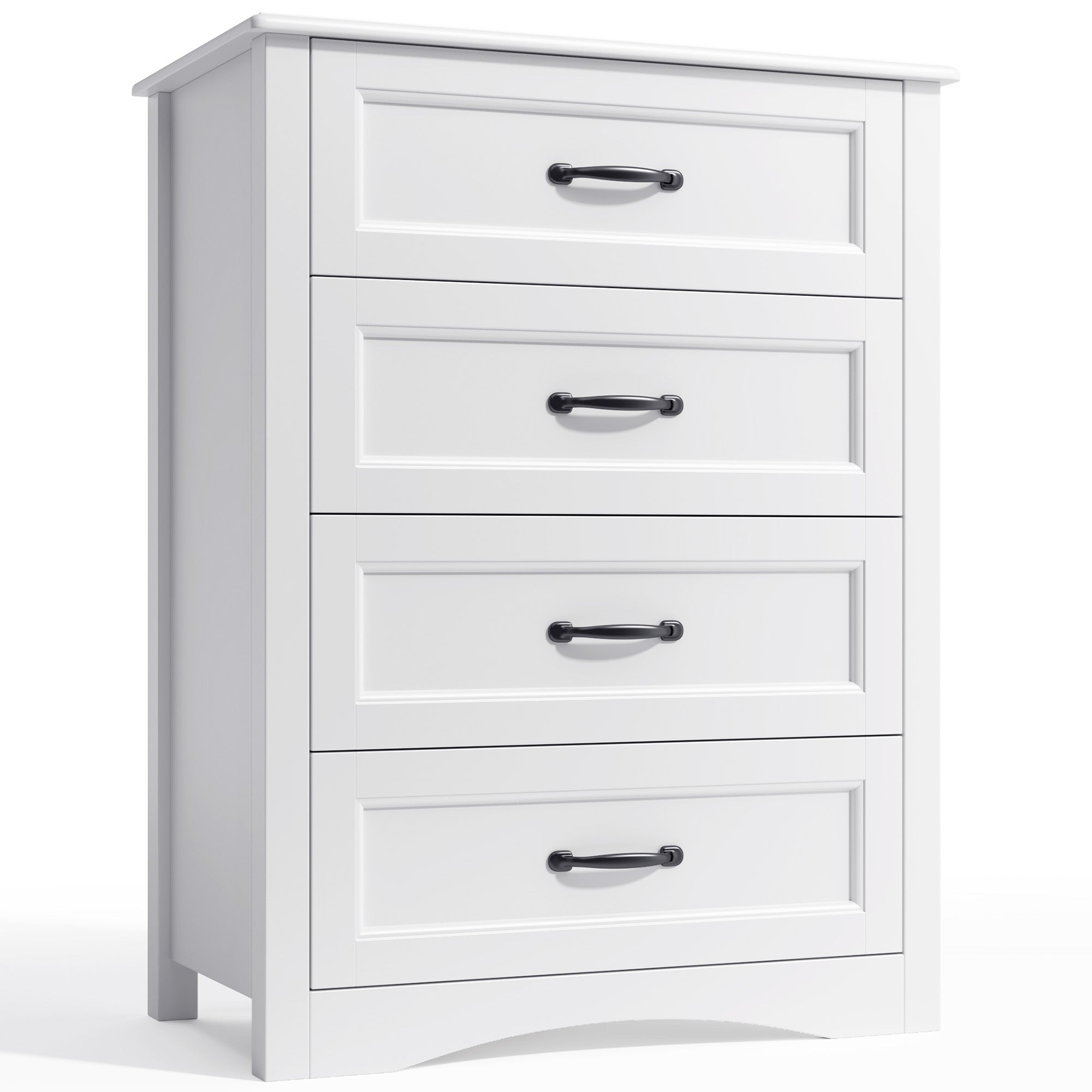 Aiho White 4 Drawer Dresser for Bedroom, Wooden Storage Organizer Cabinet for Living Room, Bedroom