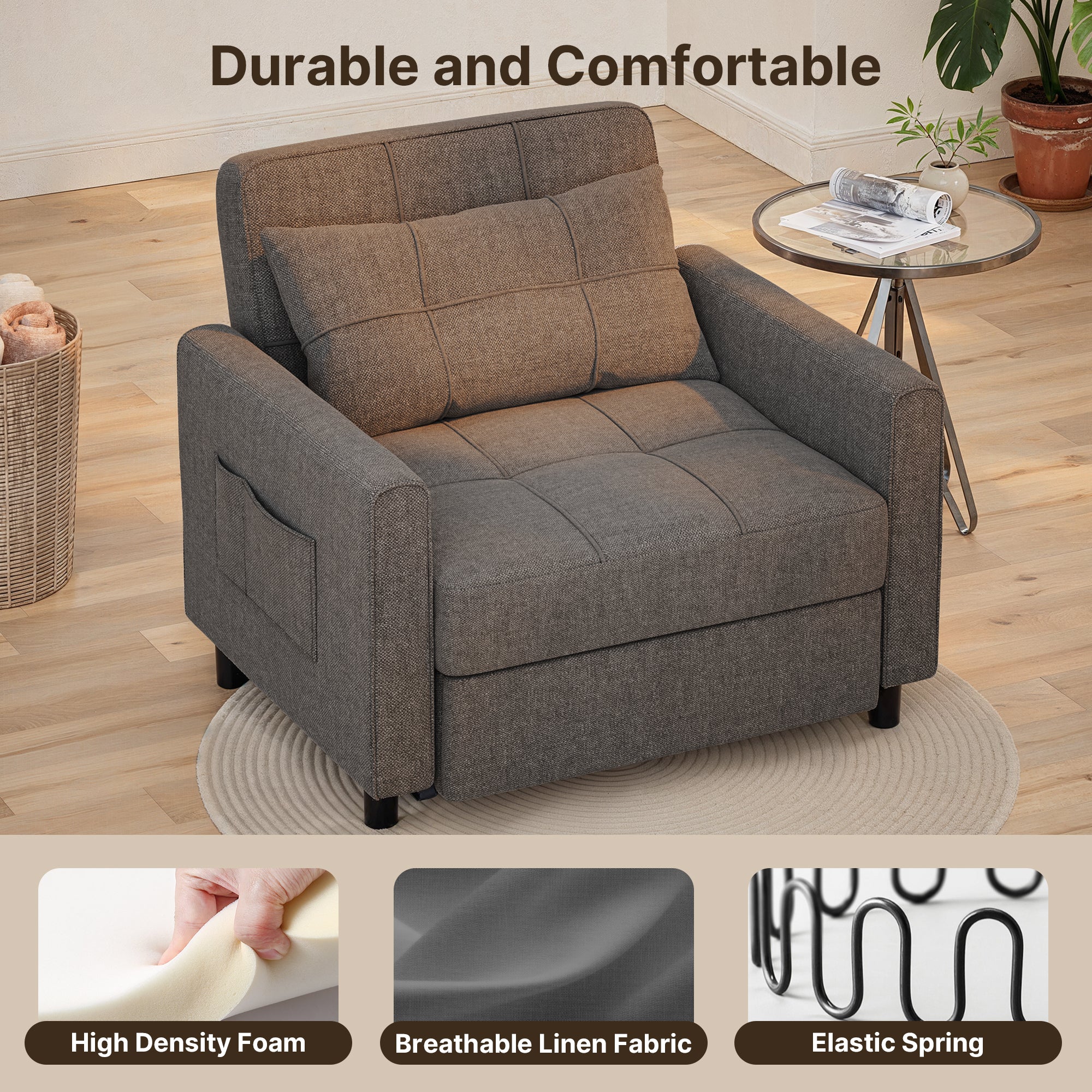 3 in 1 Convertible Sofa Bed Chair