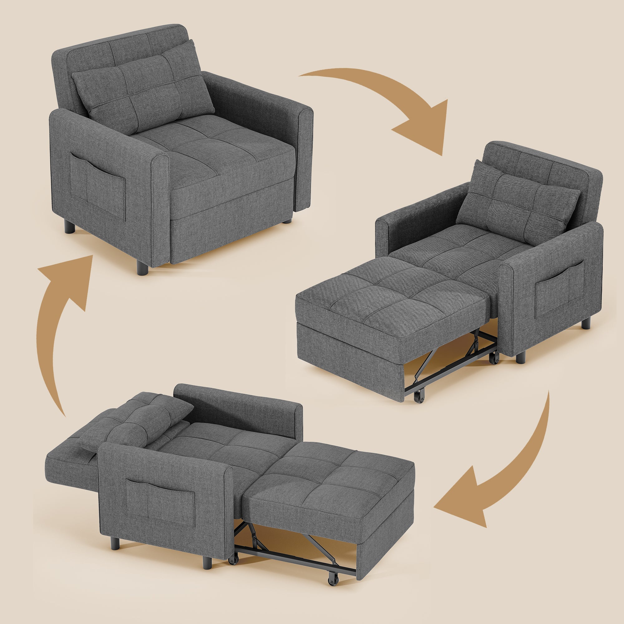 3 in 1 Convertible Sofa Bed Chair