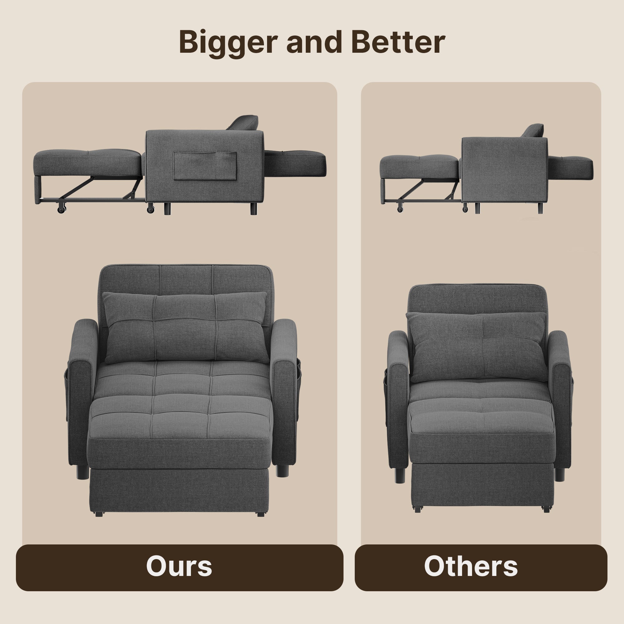3 in 1 Convertible Sofa Bed Chair