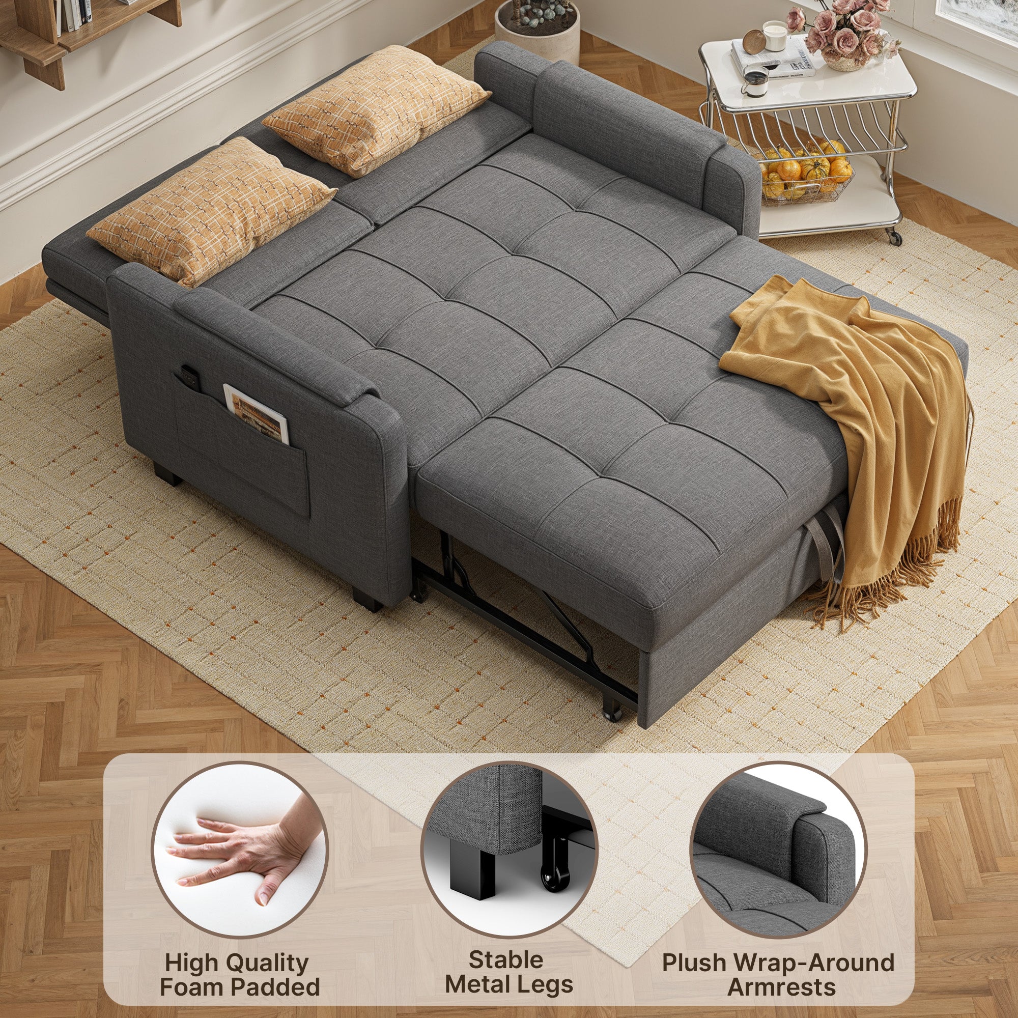 Space-Saving Sleeper with Storage & Lumbar Support for Studio Apartments