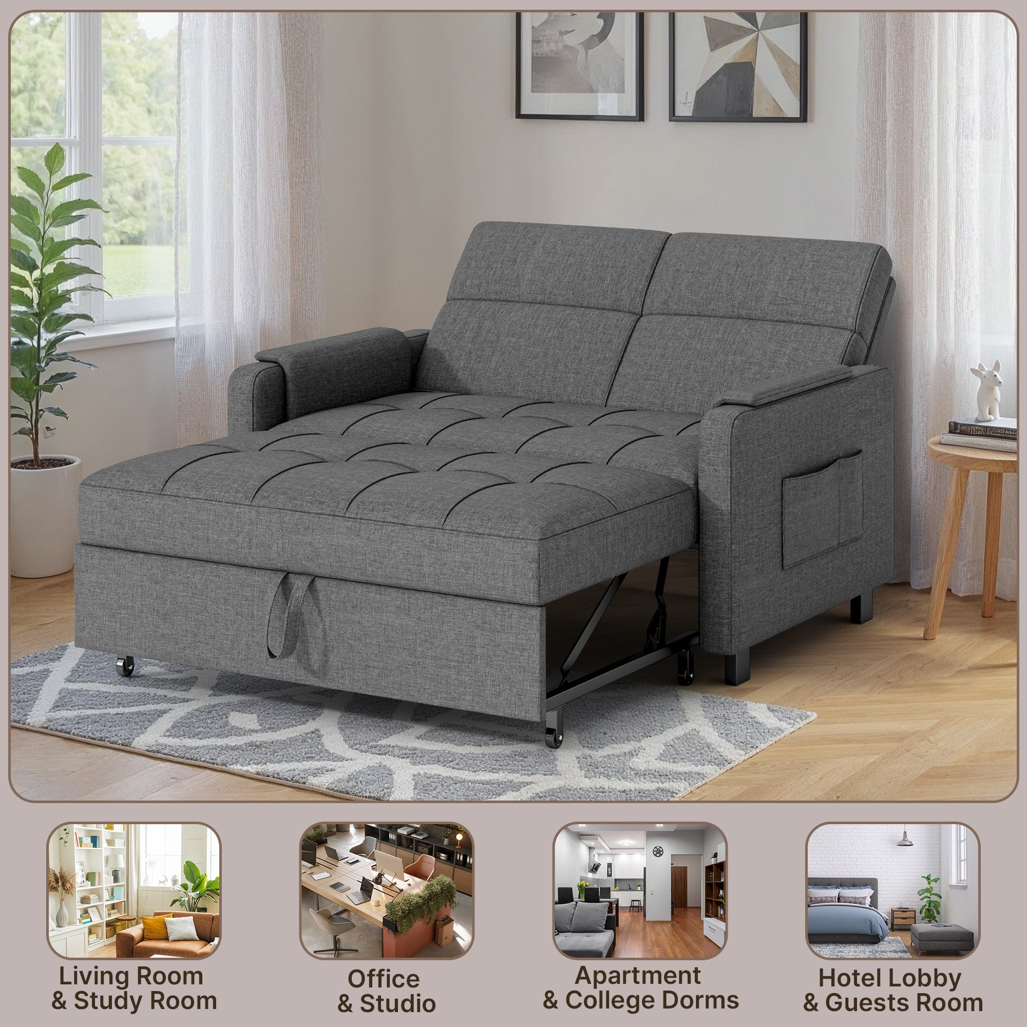 Space-Saving Sleeper with Storage & Lumbar Support for Studio Apartments
