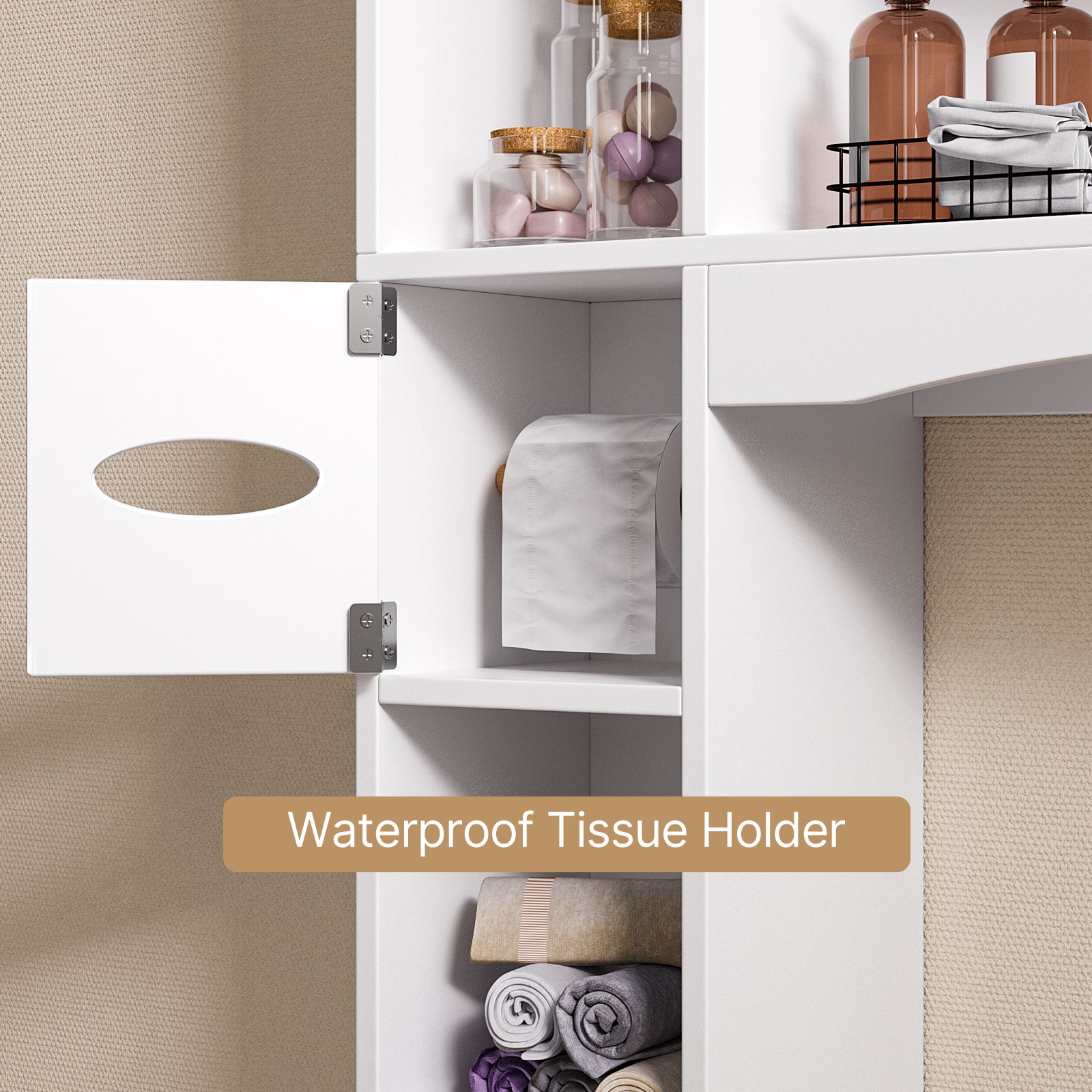 Aiho Over The Toilet Storage Cabinet with 2 Doors, 66''H Over Toilet Bathroom Organizer, Over Toilet Storage Cabinet with Adjustable Shelf, for Bathroom, Laundry