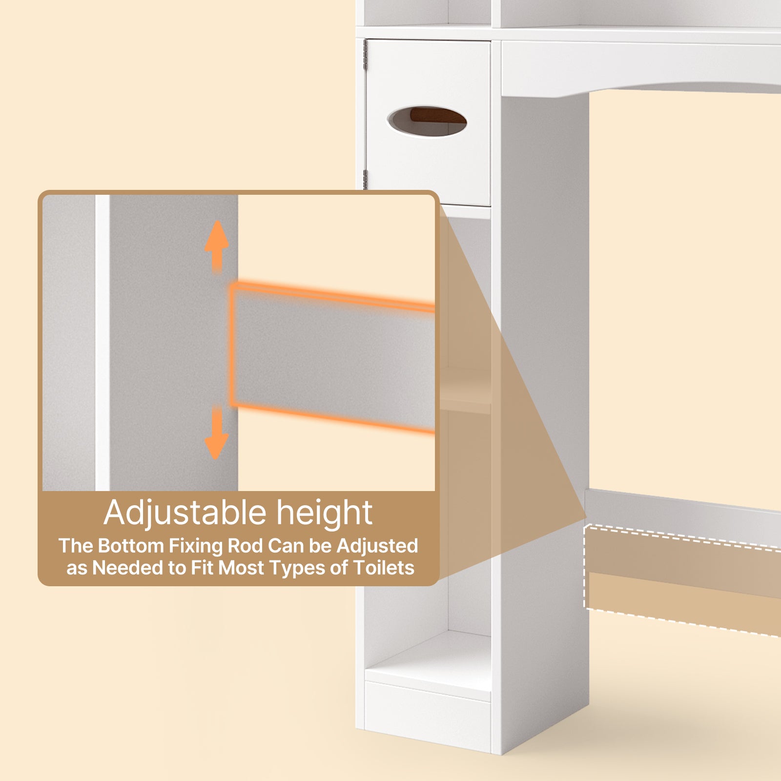 Aiho Over The Toilet Storage Cabinet with 2 Doors, 66''H Over Toilet Bathroom Organizer, Over Toilet Storage Cabinet with Adjustable Shelf, for Bathroom, Laundry