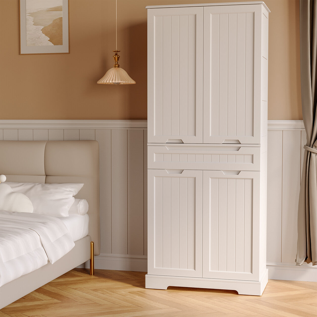 Aiho 71" Kitchen Pantry Storage Cabinet, Pantry Cabinet with 1 Drawer, 12 Shelves and 4 Doors