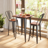 Aiho Bar Table and Chairs Set for 2 Person, Modern Dining Table Set with Elm Wood and Sturdy Metal Frame, For Bar, Kitchen, Break Nook