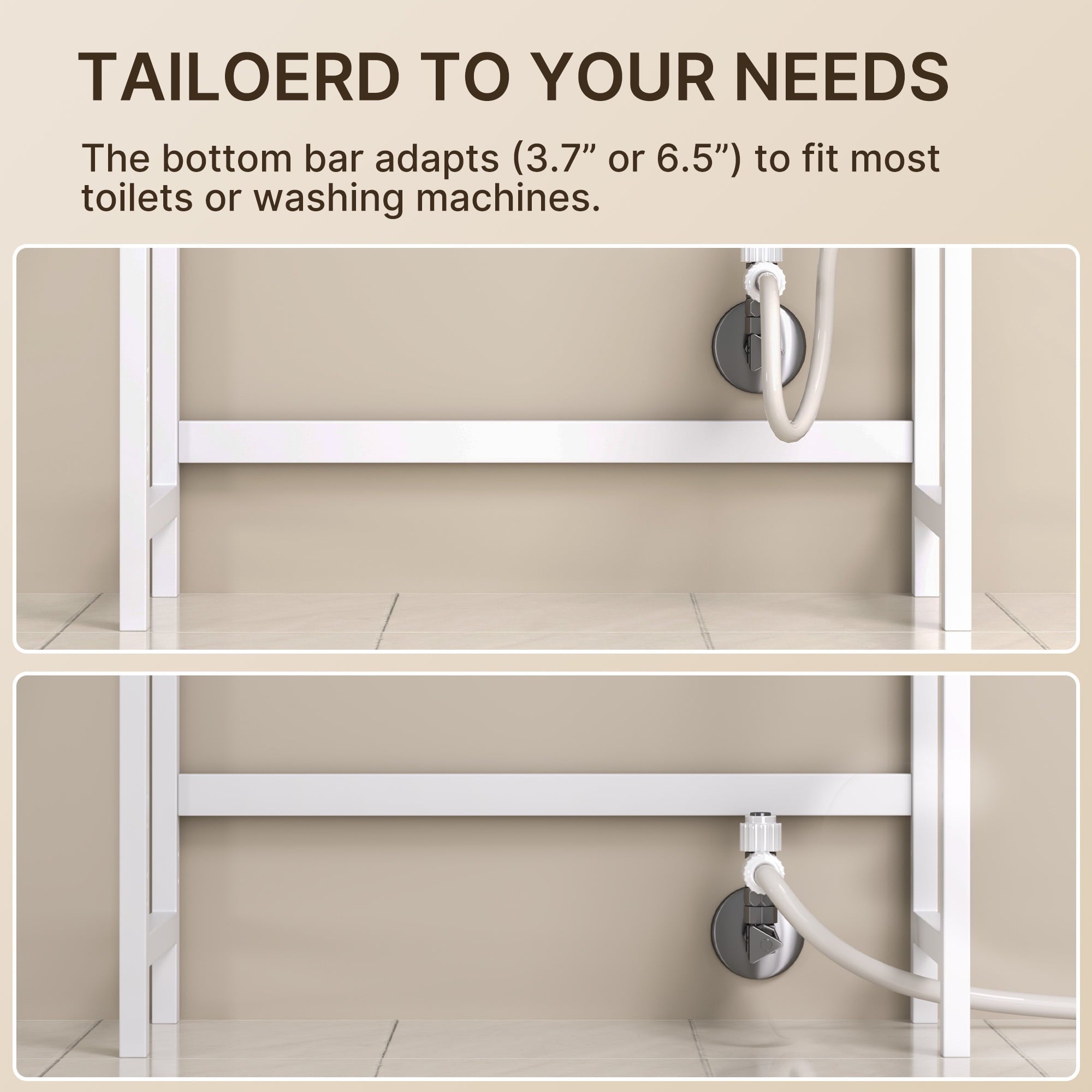 Aiho Over The Toilet Storage, 3-Tier Bamboo Bathroom Organizer, Space-Saving & Adjustable, White