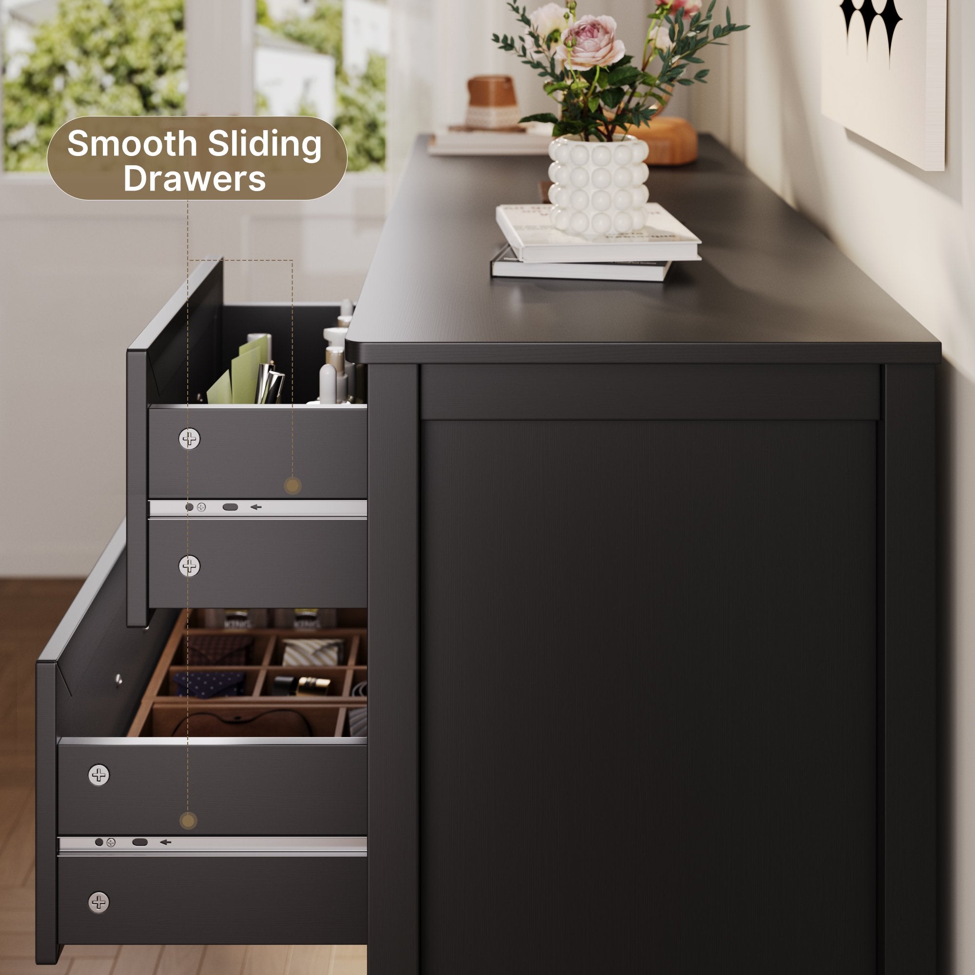 Spacious Tabletop & Versatile Use,Black
