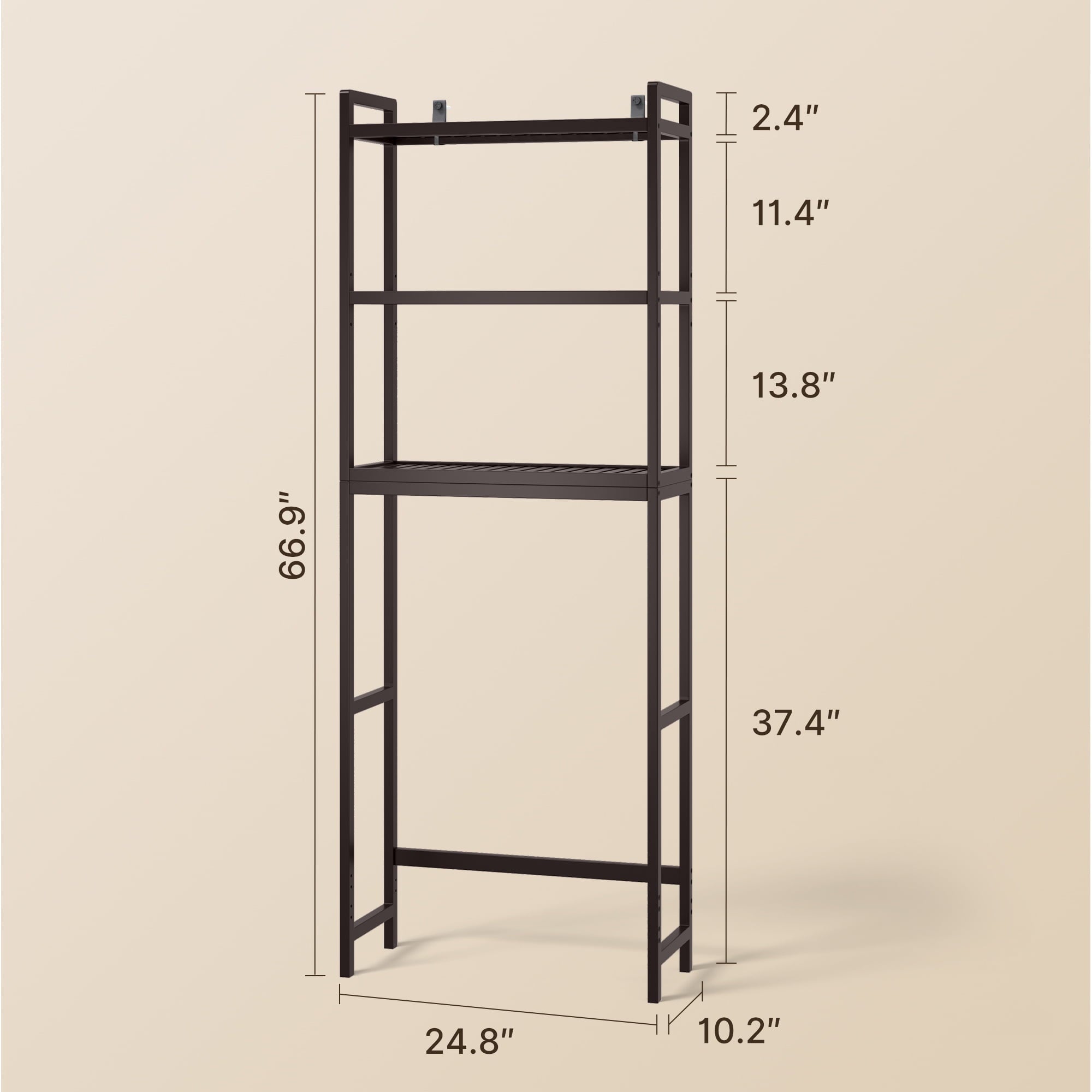 Aiho Over The Toilet Storage, 3-Tier Bamboo Bathroom Organizer, Space-Saving & Adjustable, Dark Brown