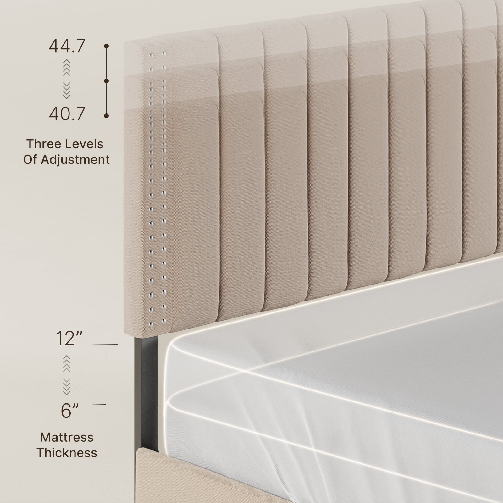 Aiho Queen Bed Frame with 4 Storage Drawers for Bedroom, Beige