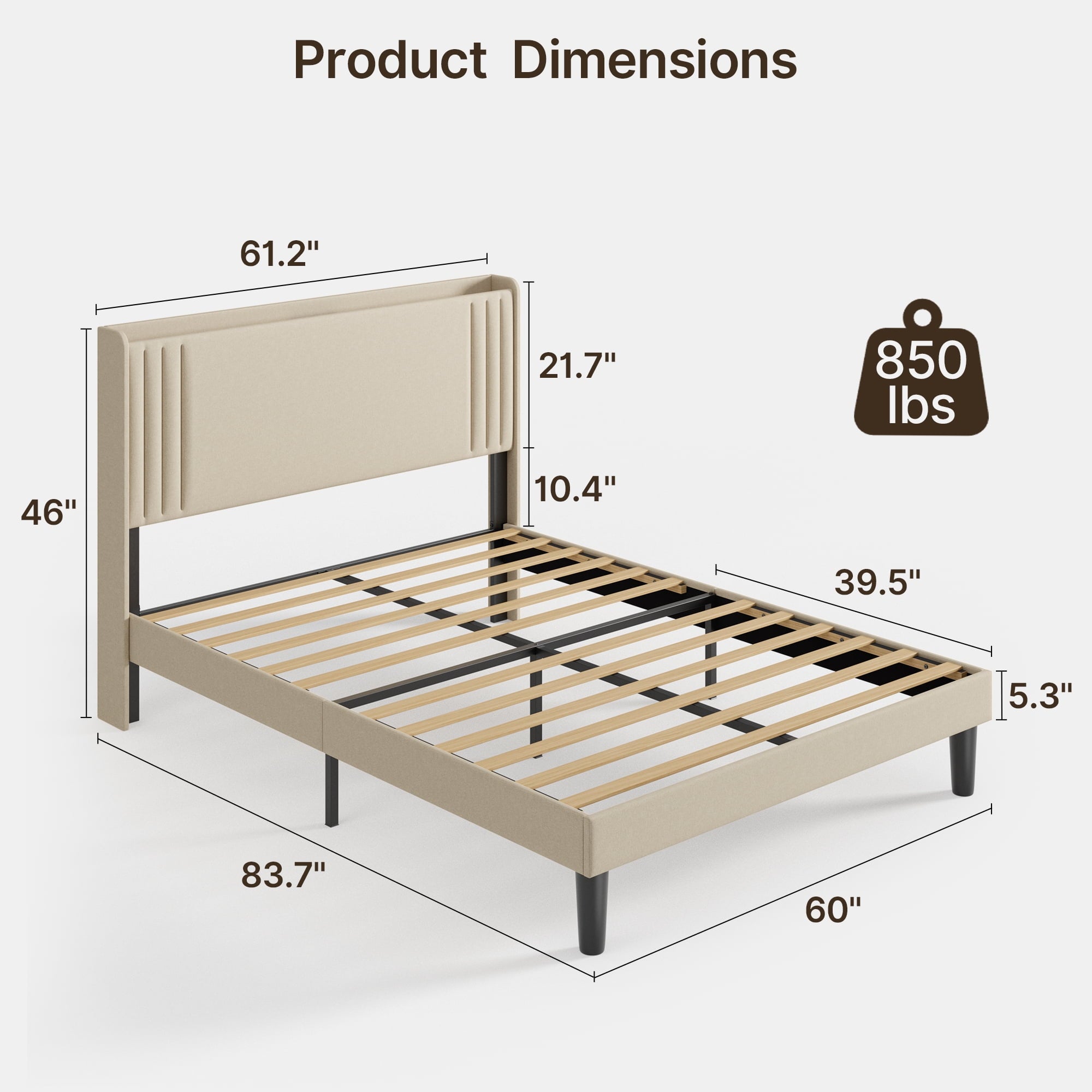 Aiho 4-Piece Bedroom Furniture Collection – Queen Bed Frame, 2 Nightstands & 6-Drawer Double Wide Chest, White