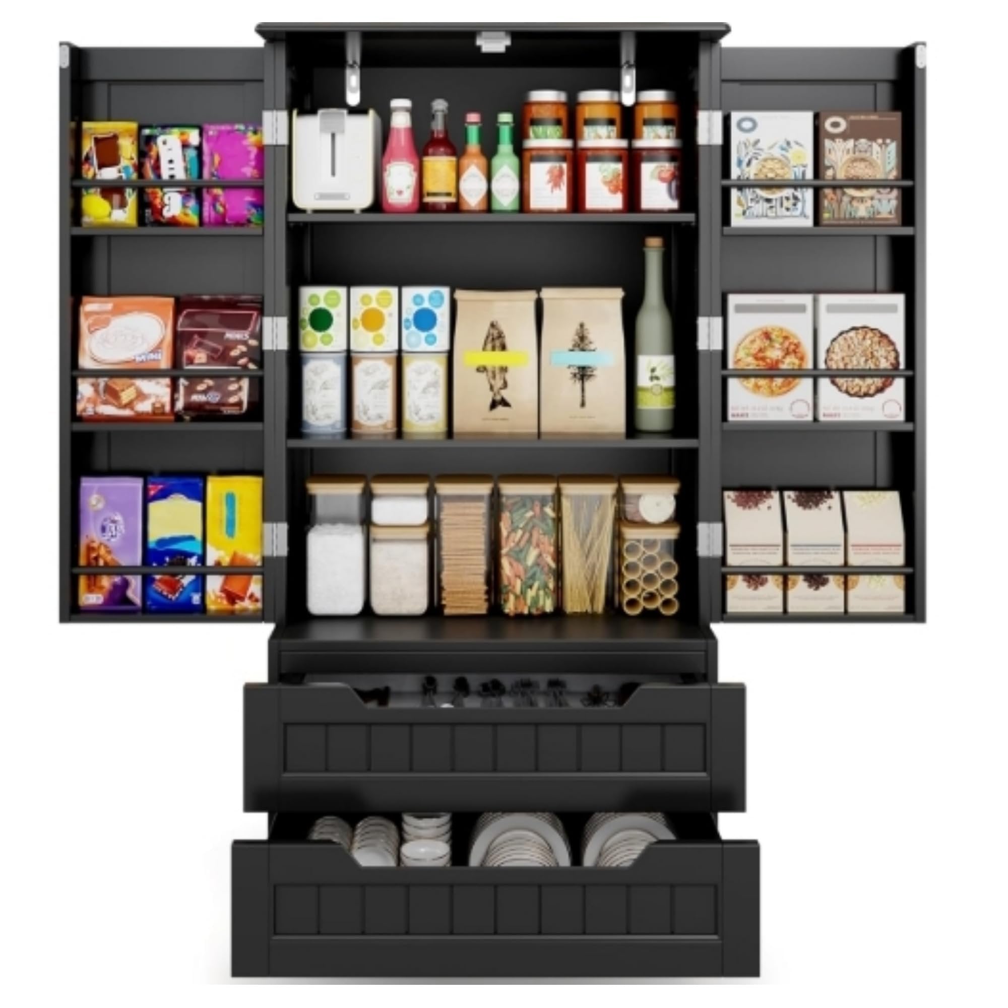 Multi-Purpose Cabinet for Bathroom, Dining Room & Craft Room (Food Storage Friendly), Black