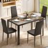 Aiho Dining Table Set for 4, Modern Glass Kitchen Table with 4 Cushioned Chairs , For Dining Room, Kitchen, Living Room - Marble