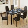 Aiho Dining Table with 6 PU Leather Chairs, Morden Kitchen Table Chairs Set for 6 Person, Perfect for Dining Room, Kitchen, Living Room, Black
