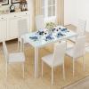 Aiho Dining Table with 6 PU Leather Chairs, Morden Kitchen Table Chairs Set for 6 Person, Perfect for Dining Room, Kitchen, Living Room, White