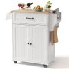 Aiho Kitchen Island with Storage, Microwave Stand with Worktop, Spice Rack & Adjustable Shelves & 1 Drawer, Perfect for Kitchen, Bar, White