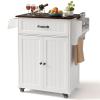 Aiho Kitchen Island with Storage, Microwave Stand with Worktop, Spice Rack & Adjustable Shelves & 1 Drawer, Perfect for Kitchen, Bar, Retro Tabletop