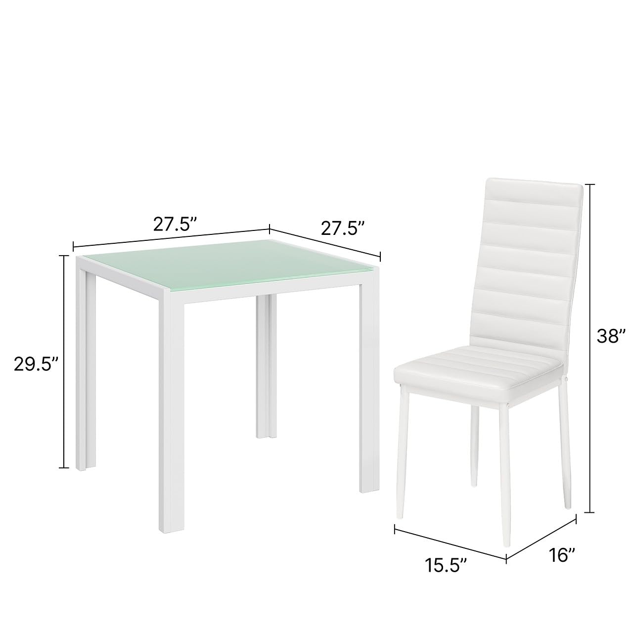 Dining Table Set for 2 Person, Aiho Modern Kitchen Table with 2 PU Leather Chairs for Dining Room, Kitchen, Small Space, Black