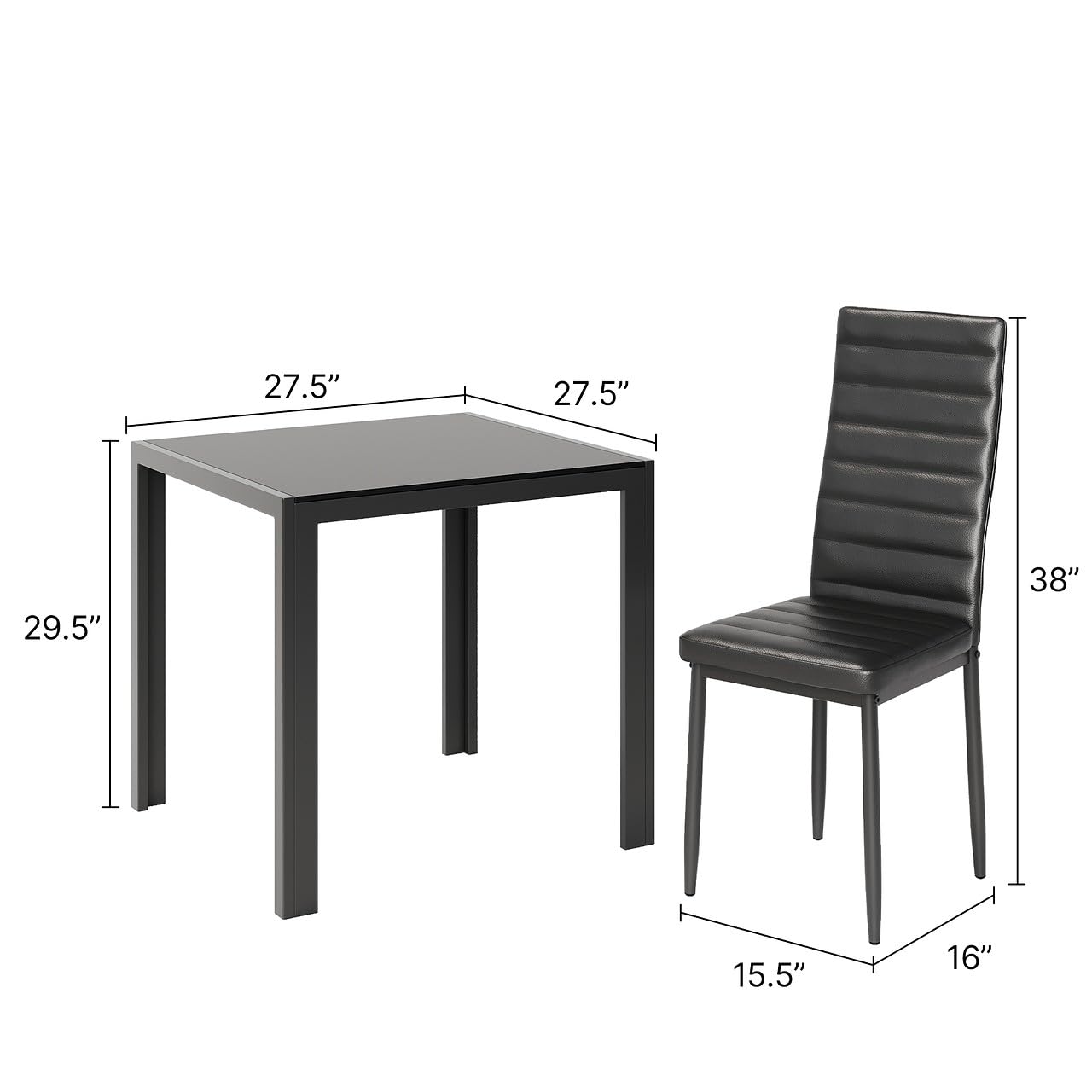 Dining Table Set for 2 Person, Aiho Modern Kitchen Table with 2 PU Leather Chairs for Dining Room, Kitchen, Small Space, White