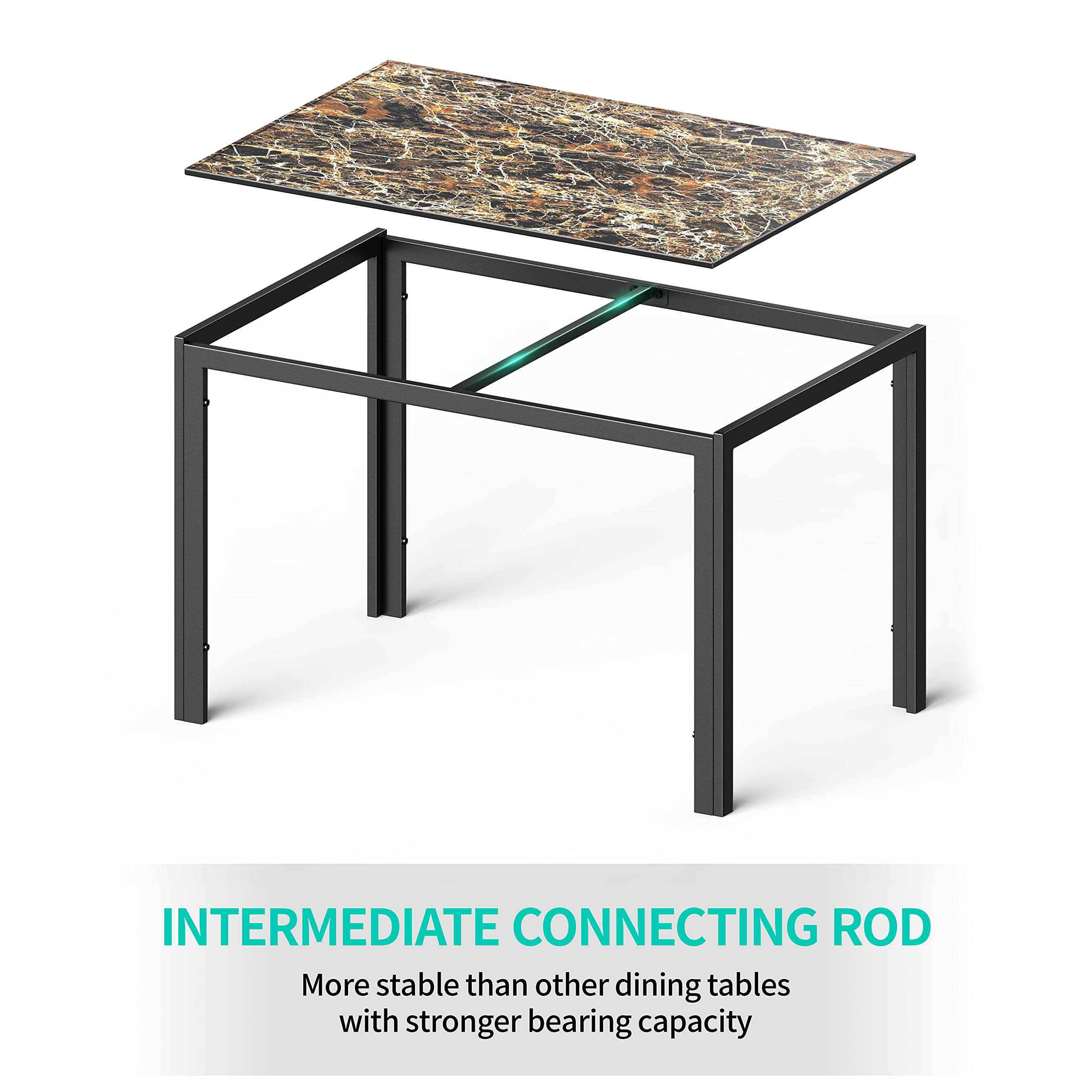 Aiho Dining Table with 6 PU Leather Chairs, Morden Kitchen Table Chairs Set for 6 Person, Perfect for Dining Room, Kitchen, Living Room, Marble