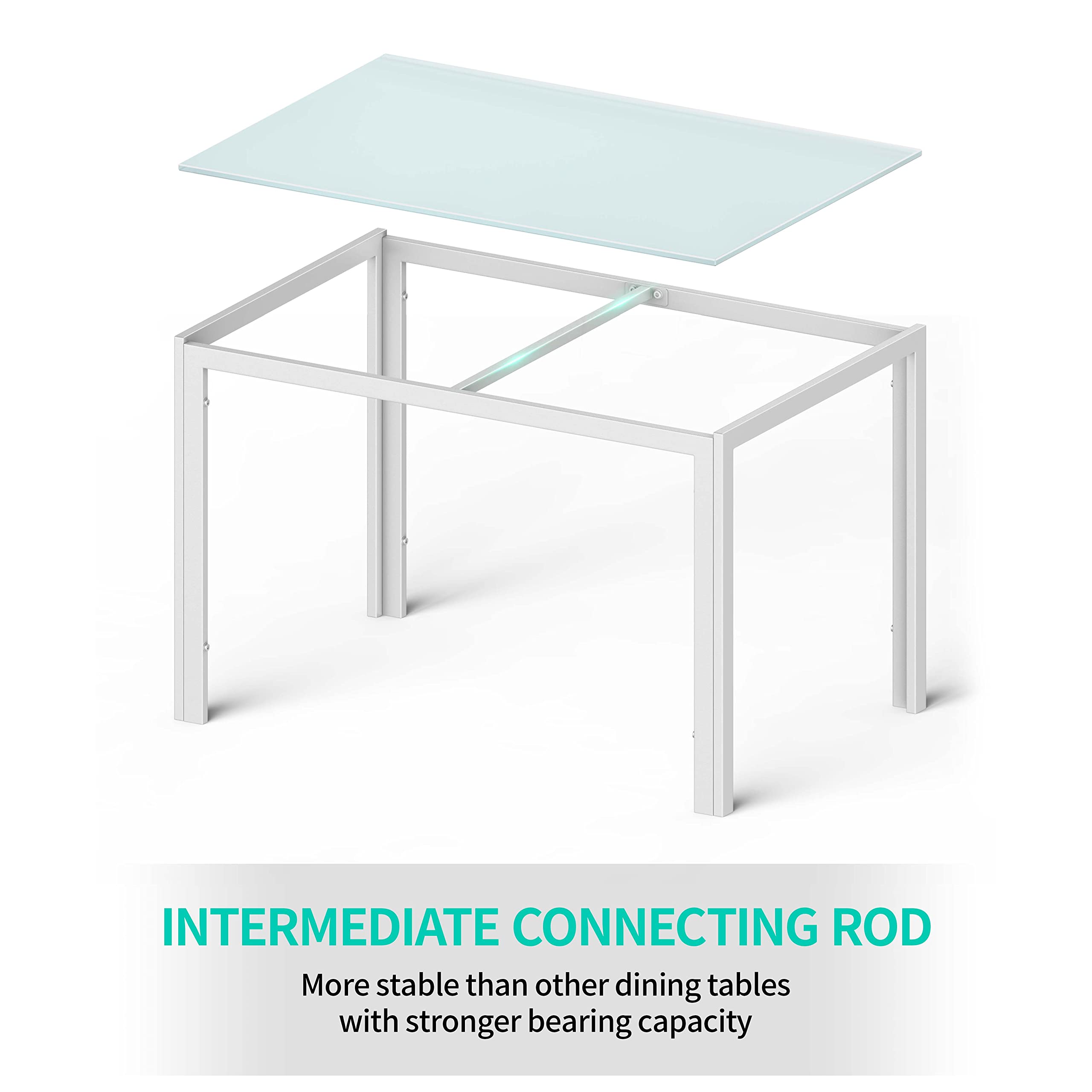 Aiho Dining Table with 6 PU Leather Chairs, Morden Kitchen Table Chairs Set for 6 Person, Perfect for Dining Room, Kitchen, Living Room, White