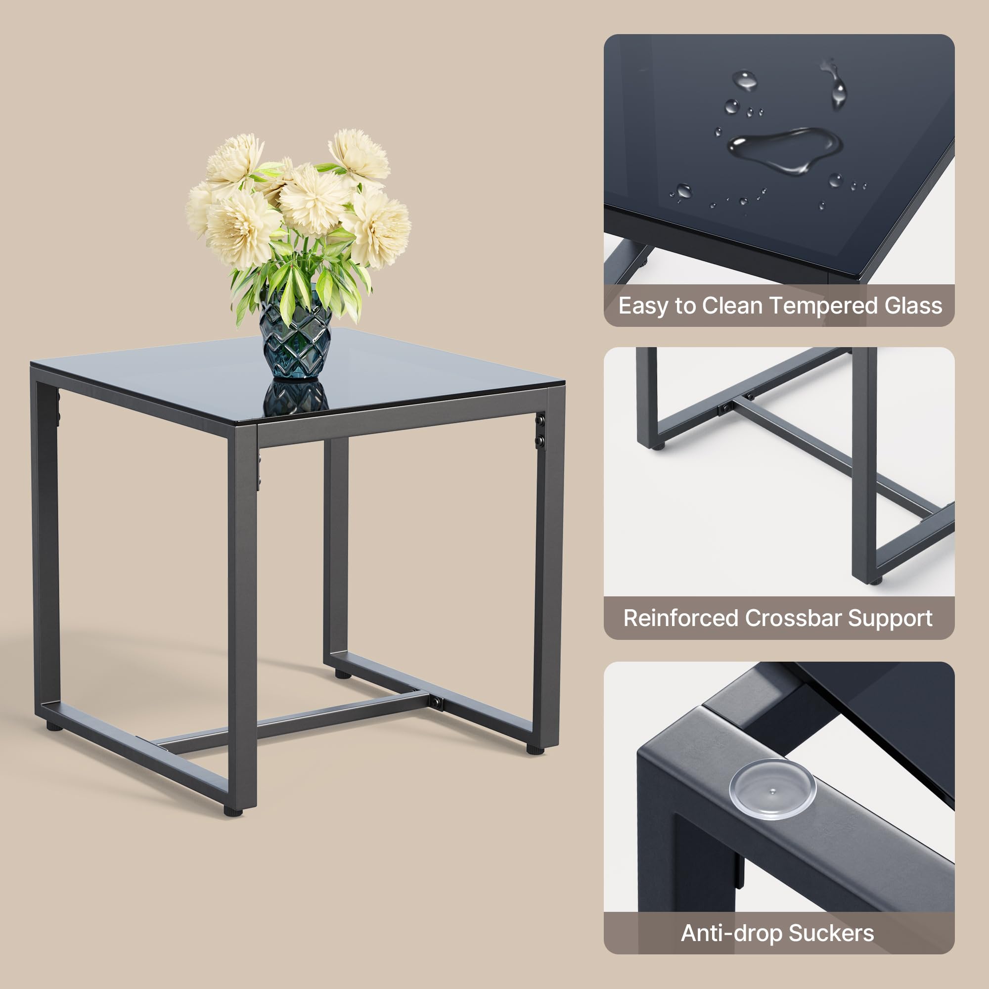 Aiho 3-Piece Outdoor Conversation Set - Gray