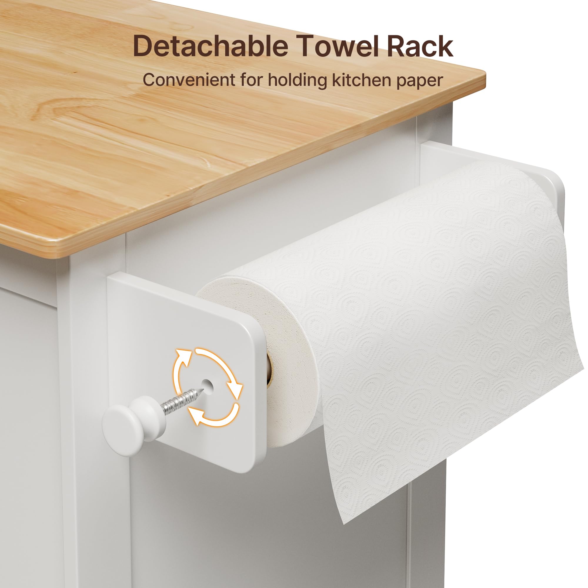 Aiho Kitchen Island Cart with Storage,Rolling Kitchen Island Side Table on Wheels with Worktop,Spice Rack ,Adjustable Shelves and Drawer for Kitchen,Dining Room - White