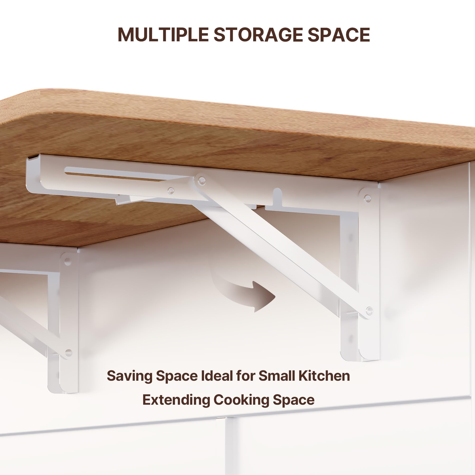 47.2"W Aiho Island Table for Kitchen with Folding Drop Leaf & Spice Rack & Drawer, Kitchen Island with Trash Can Storage for Kichen, Bar, Living Room, White