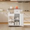 23.6" W Aiho Rolling Kitchen Island on Wheels with Spice Rack, Removable Tray, Drawers, Island Table for Kitchen with Adjustable Shelves, For Kitchen, Dining Room, Coffee Bar, White and Retro Tabletop